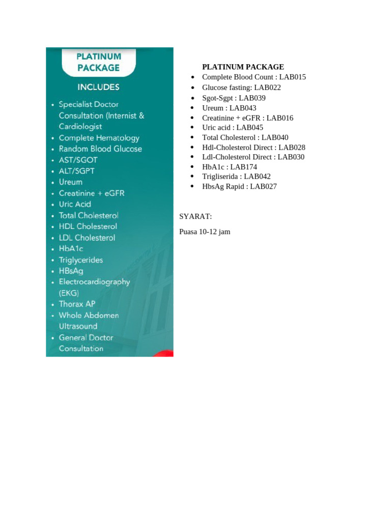 Comprehensive Health Packages Overview | PDF