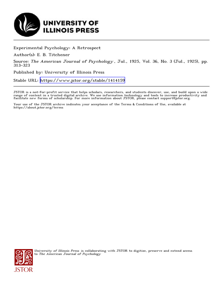 History of Experimental Psychology | PDF | Psychology | Experimental ...