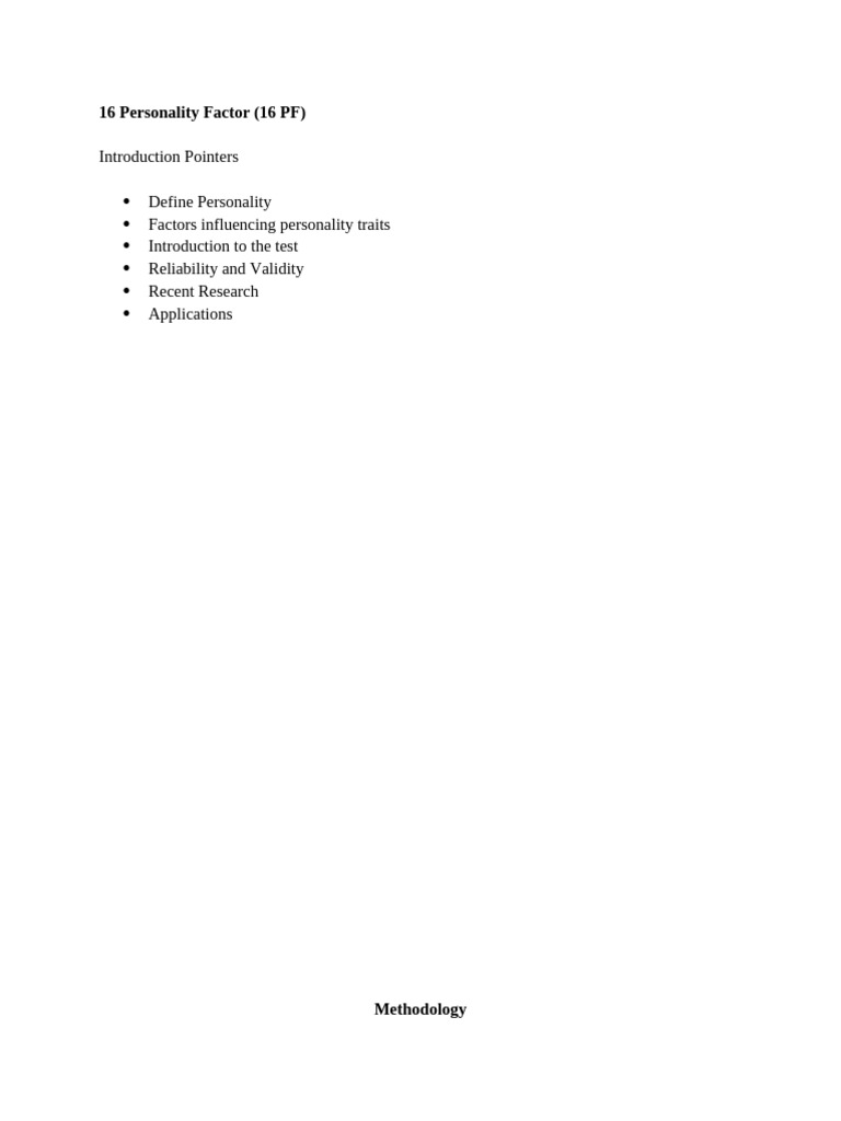 16 Personality Factor Test Overview | PDF | Behavioural Sciences ...
