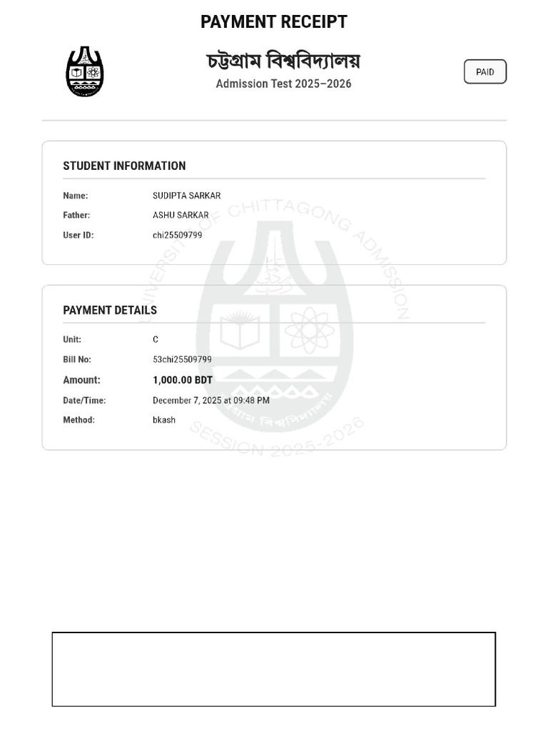 Cu Payment Slip Chi25509799 | PDF
