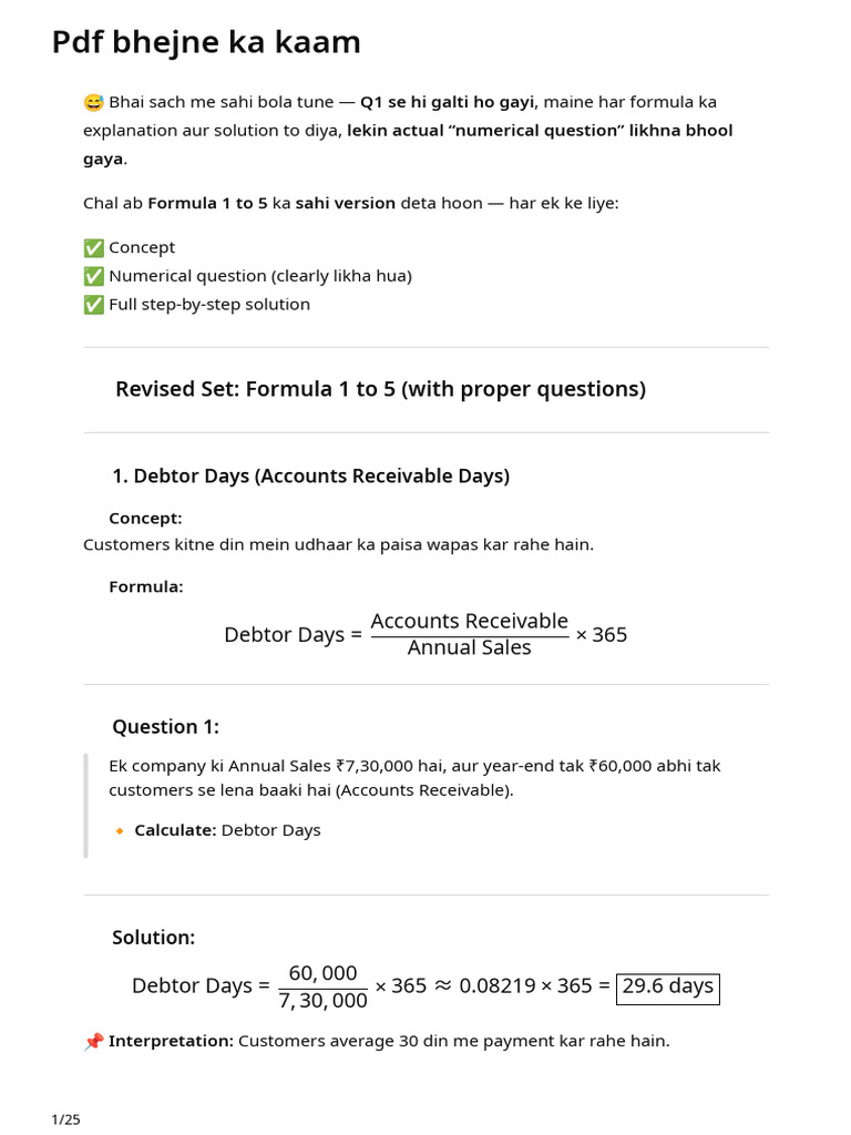 Financial Formulas with Examples | PDF | Gross Margin | Management ...