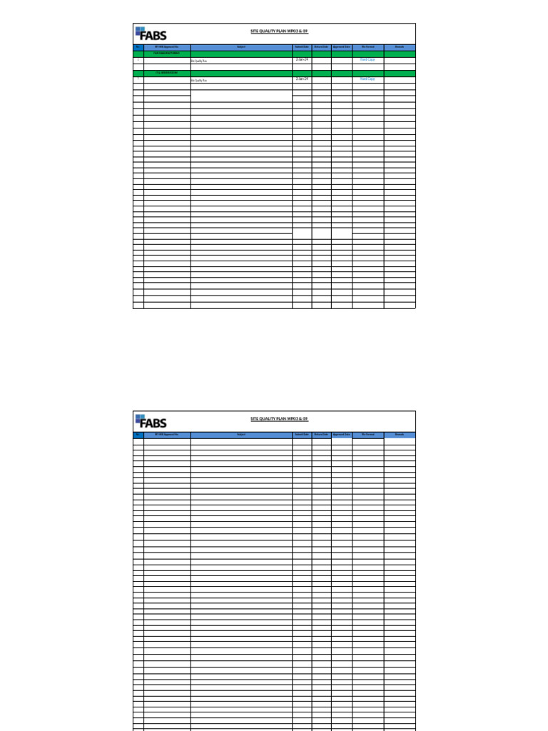 Site Quality Plan and Approval Register | PDF | Civil Engineering ...