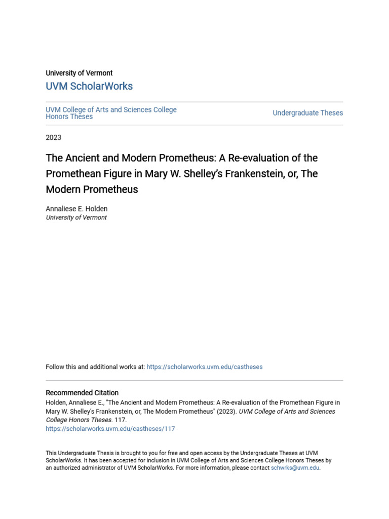 The Ancient and Modern Prometheus - A Re-Evaluation of The Prometh ...