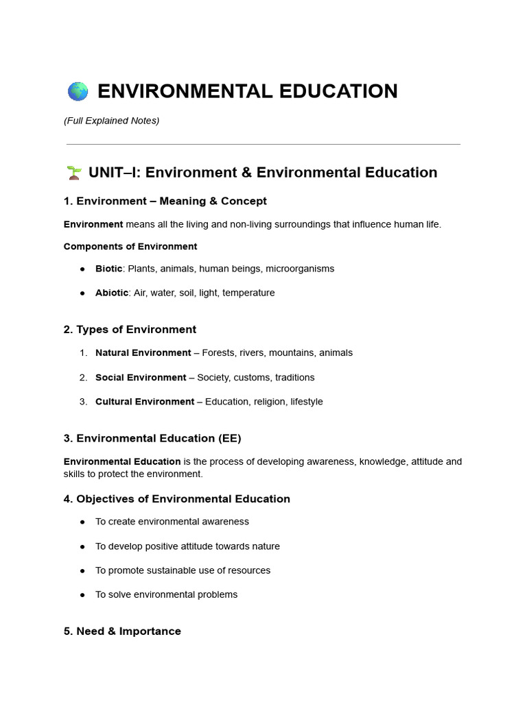 Environmental Education Overview Guide | PDF | Natural Environment ...