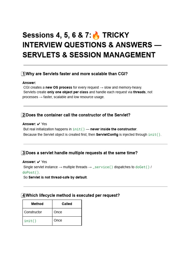 Tricky Servlet Interview Q&A Guide | PDF | Http Cookie | Software ...