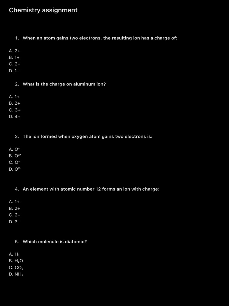 Chemistry Assignment | PDF