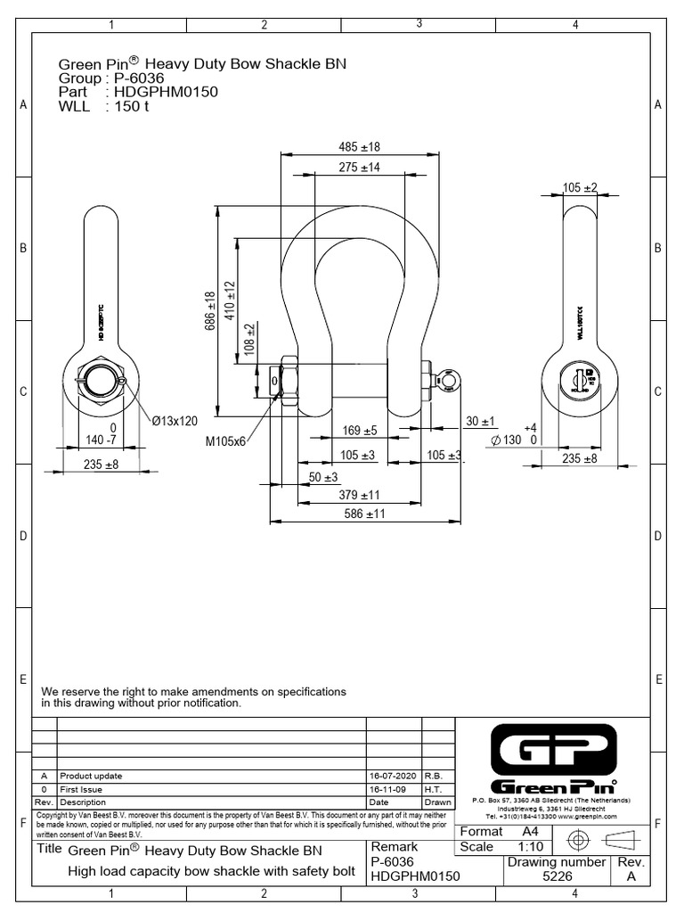 Green Pin Heavy Duty Bow Shackle 150t | PDF