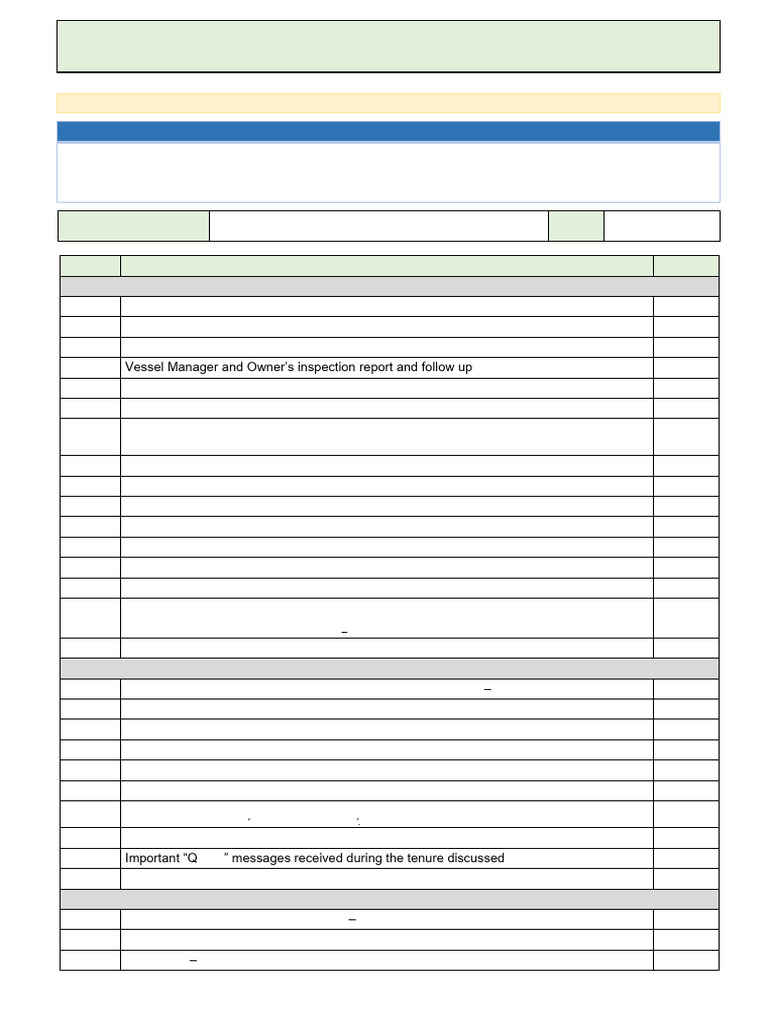 Third Engineer Changeover Checklist | PDF