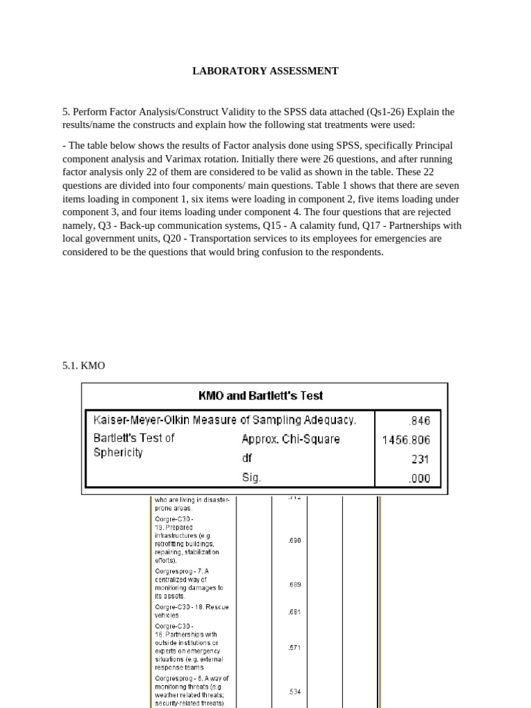 Factor Analysis Results and Validity | PDF | Factor Analysis | Statistics