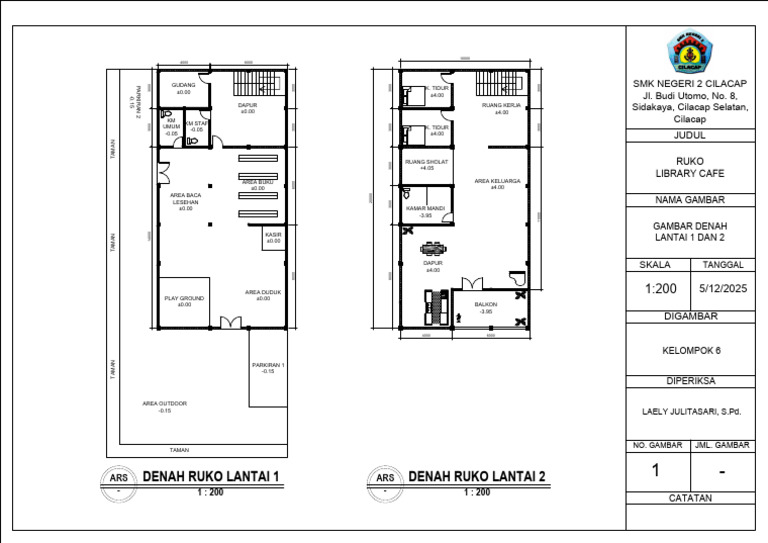 Denah Ruko Lantai 1 dan 2 Cilacap | PDF