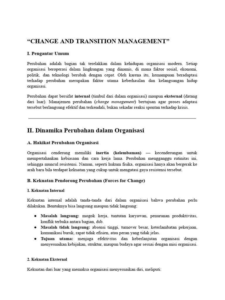 Manajemen Perubahan dalam Organisasi | PDF