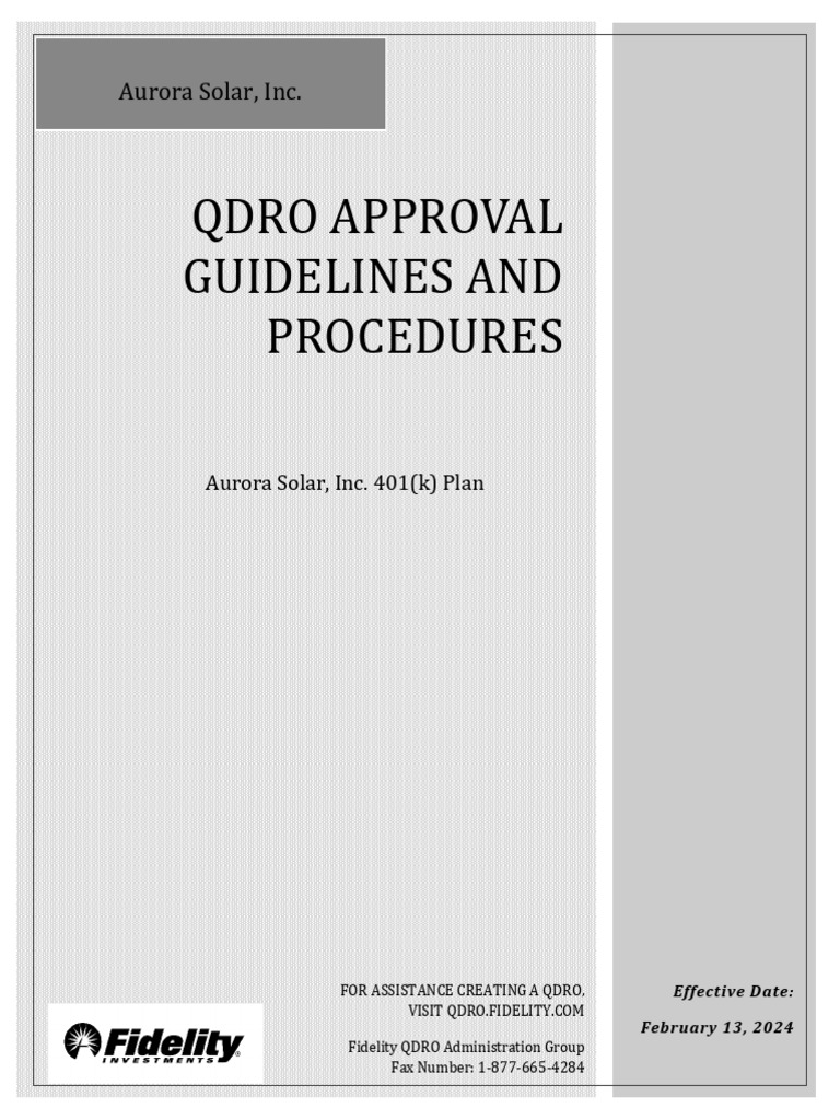 Fidelity QDRO Procedures | PDF | Private Law