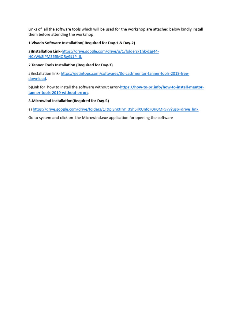 Essential Software Links for Workshop | PDF