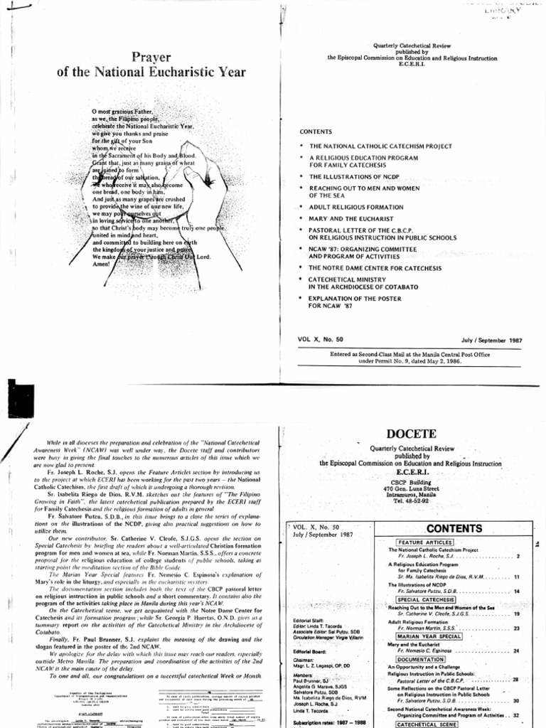 Roche - The National Catholic Catechism Project (Docete Jul-Sep 87 ...