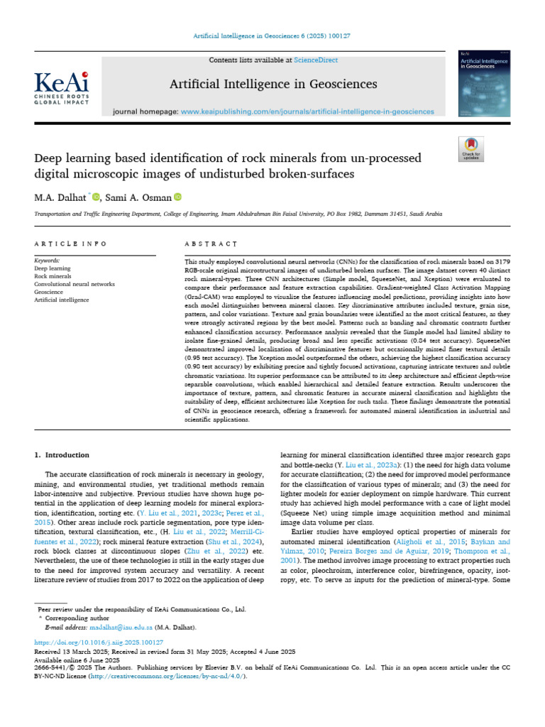 Deep Learning for Rock Mineral Classification | PDF | Deep Learning
