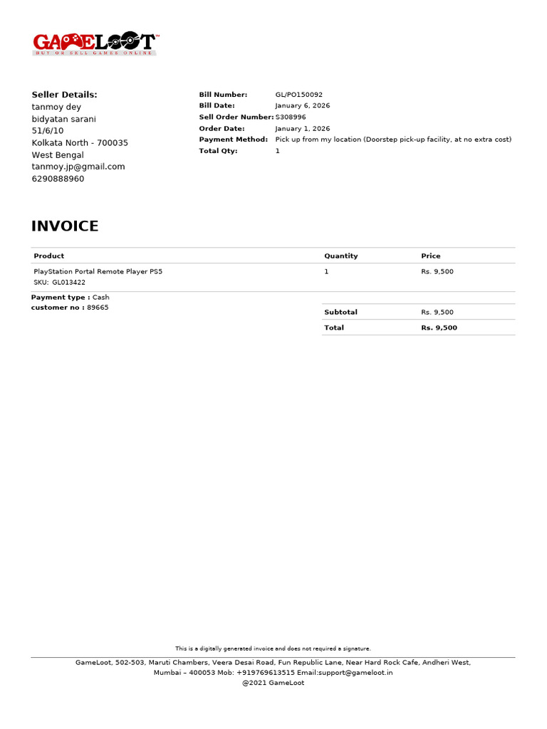Invoice GLPO150092 | PDF