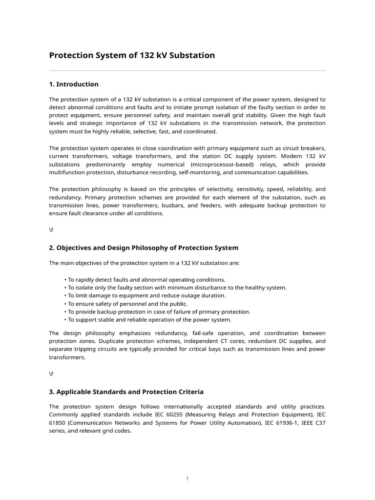 132 kV Substation Protection System Overview | PDF | Electric Power ...
