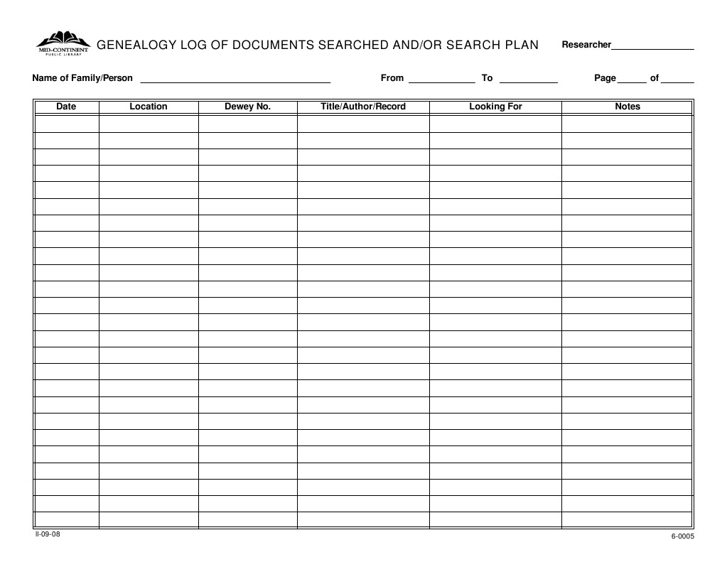 Genealogy Document Search Log | PDF | Social Science | Language Arts ...