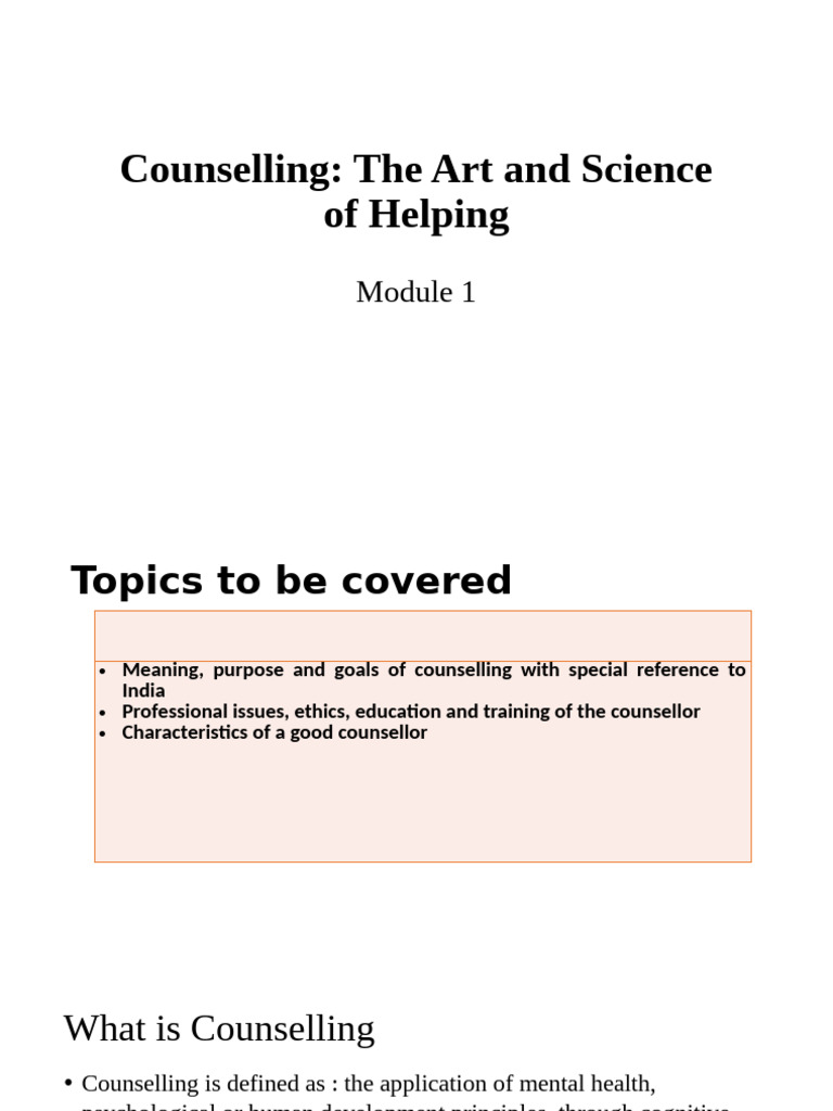 Counselling: Key Concepts and Practices | PDF | Psychotherapy | Mental ...