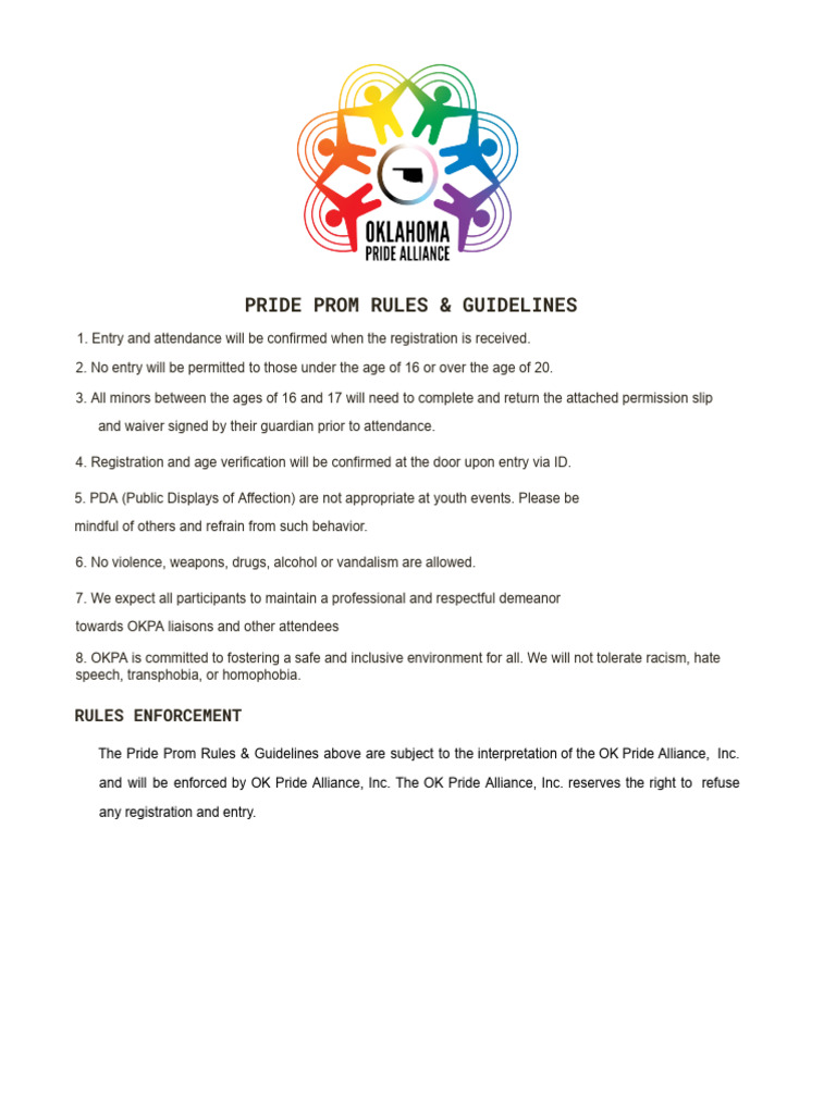 2025 Pride Prom Rules & Guidelines | PDF | Arbitration | Justice