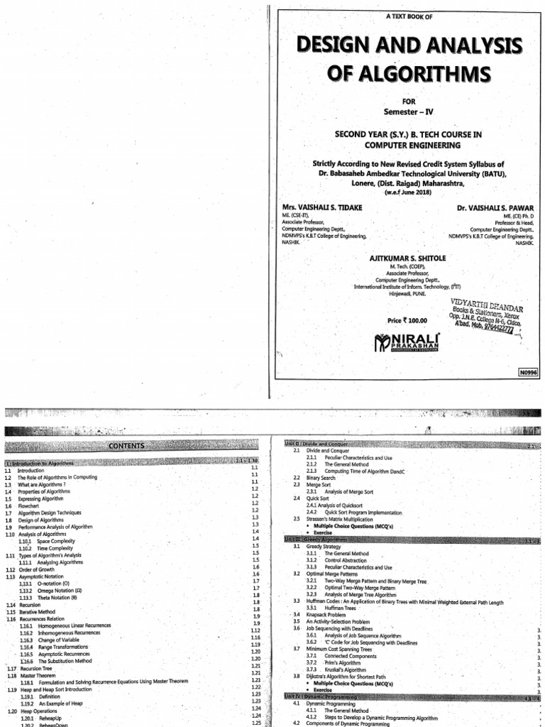 Design and Analysis of Algorithms | PDF
