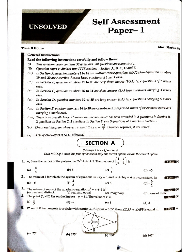 Sample Question Paper 1 | PDF