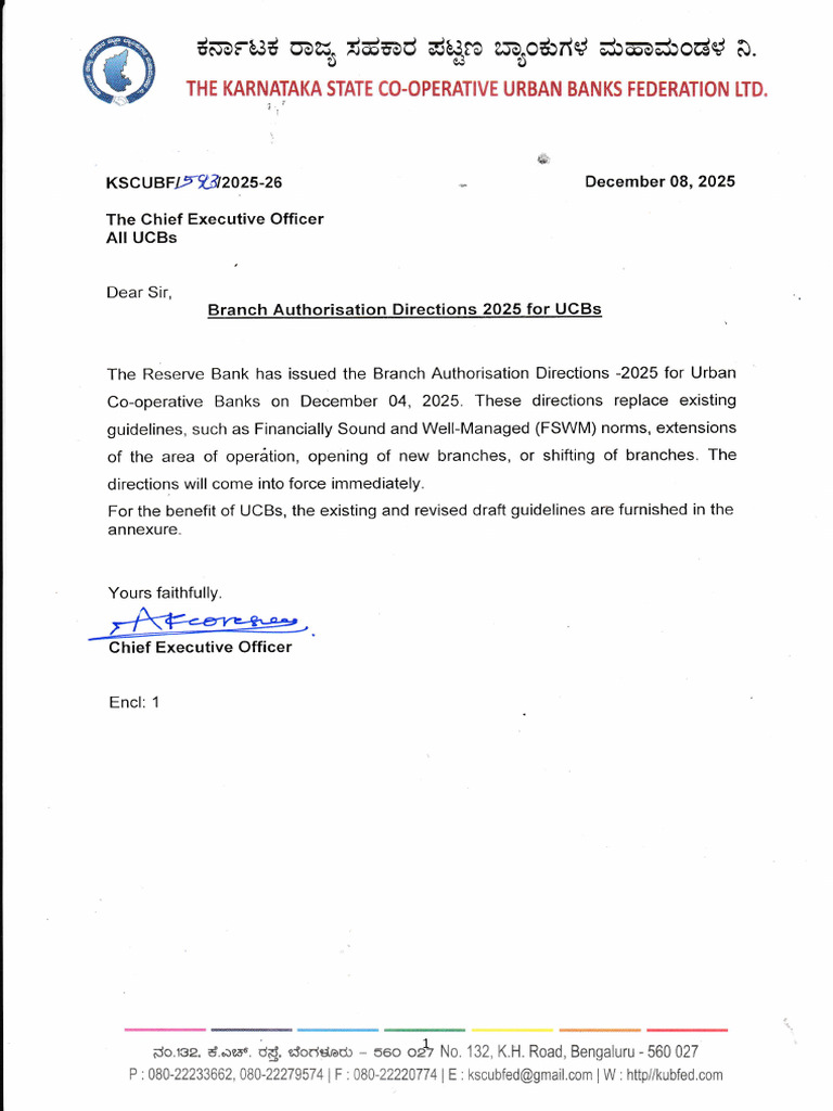 Karnataka UCB Branch Guidelines 2025 | PDF | Regulatory Compliance ...