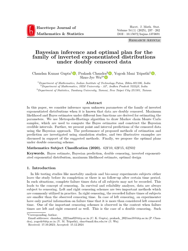 Bayesian Inference for Inverted Exponentiated Distributions | PDF ...