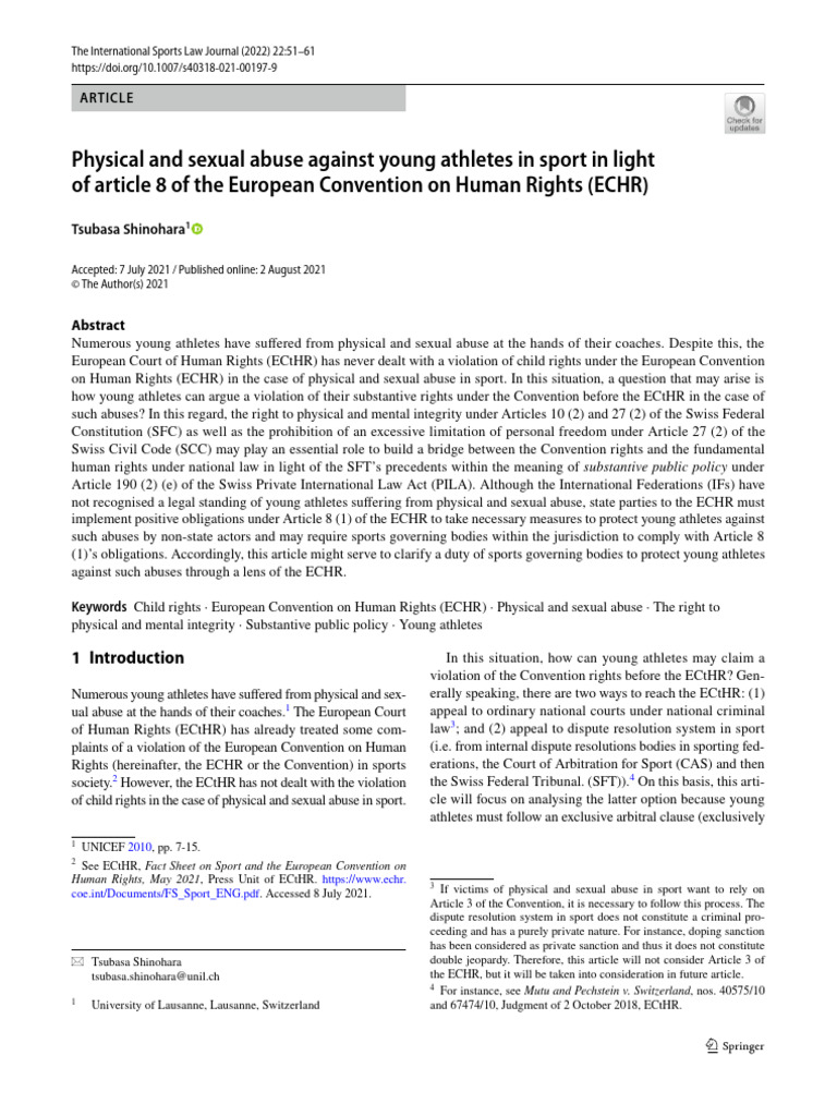 Young Athletes' Rights and Abuse in Sport | PDF | European Convention ...