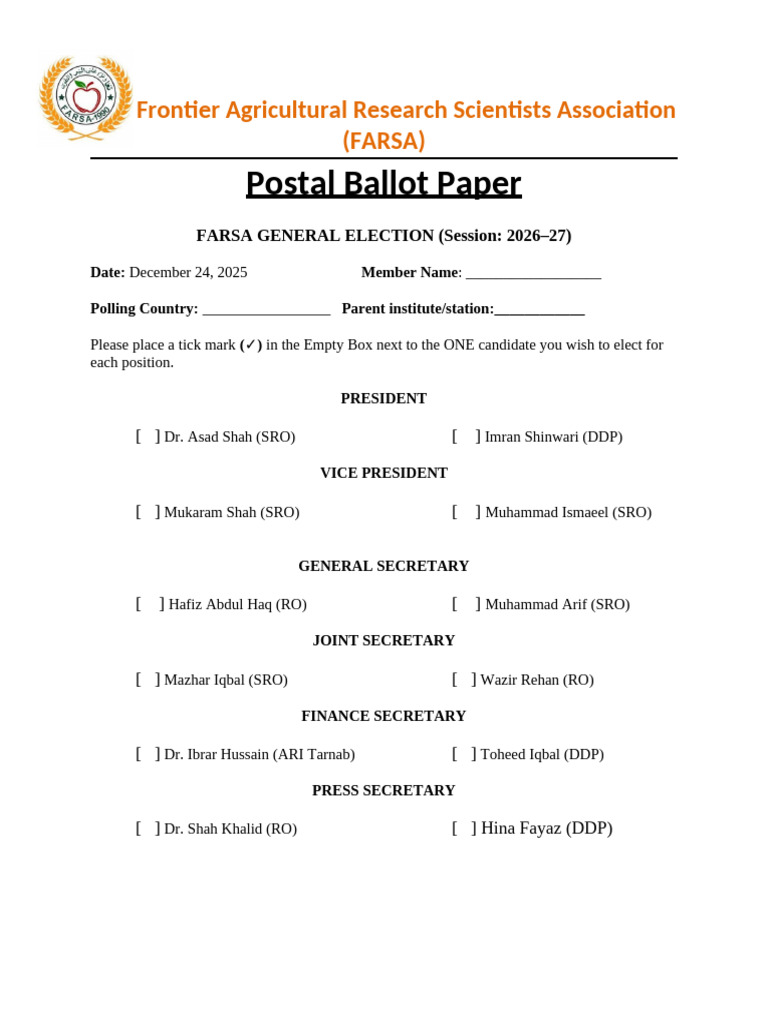 Postal Ballot Paper | PDF