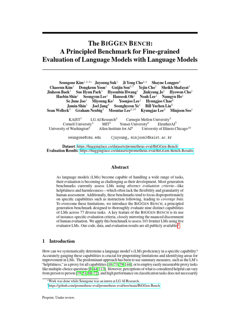 The BIGGEN BENCH A Principled Benchmark For Fine-Grained Evaluation of ...