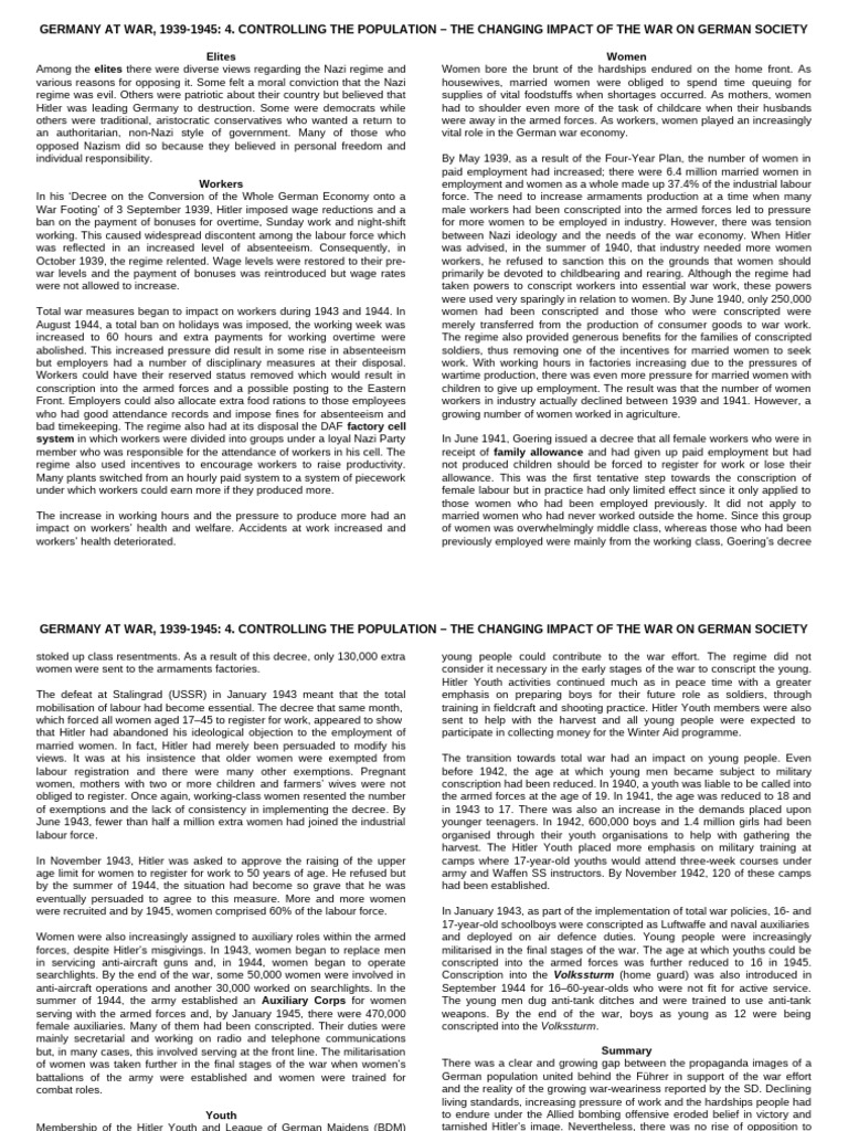 Changing Impact of War On German Society | PDF | Nazi Germany | Military