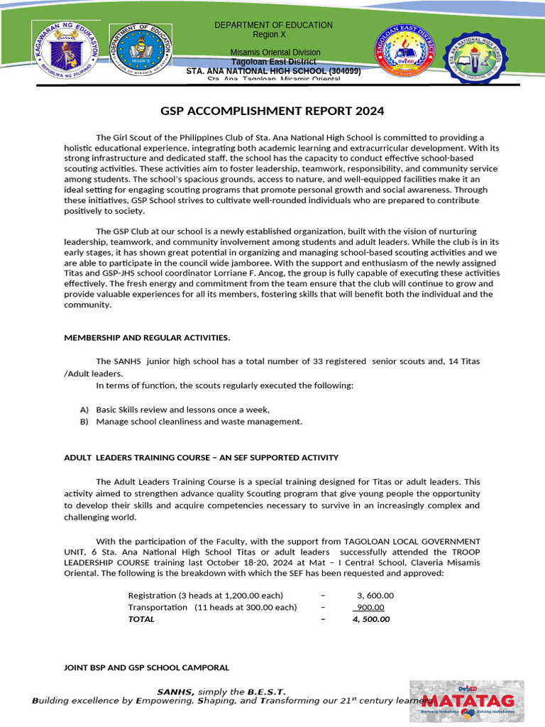 GSP Accomplishment Report 2024 | PDF