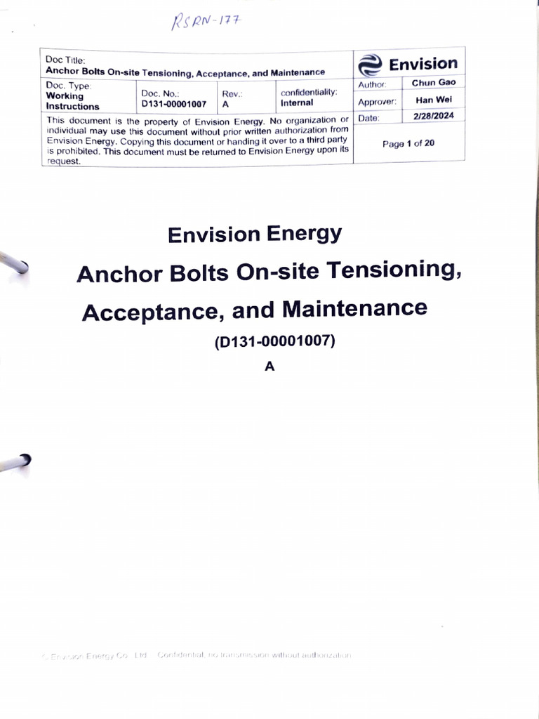 RSRN 177 Anchor Bolt Checklist | PDF