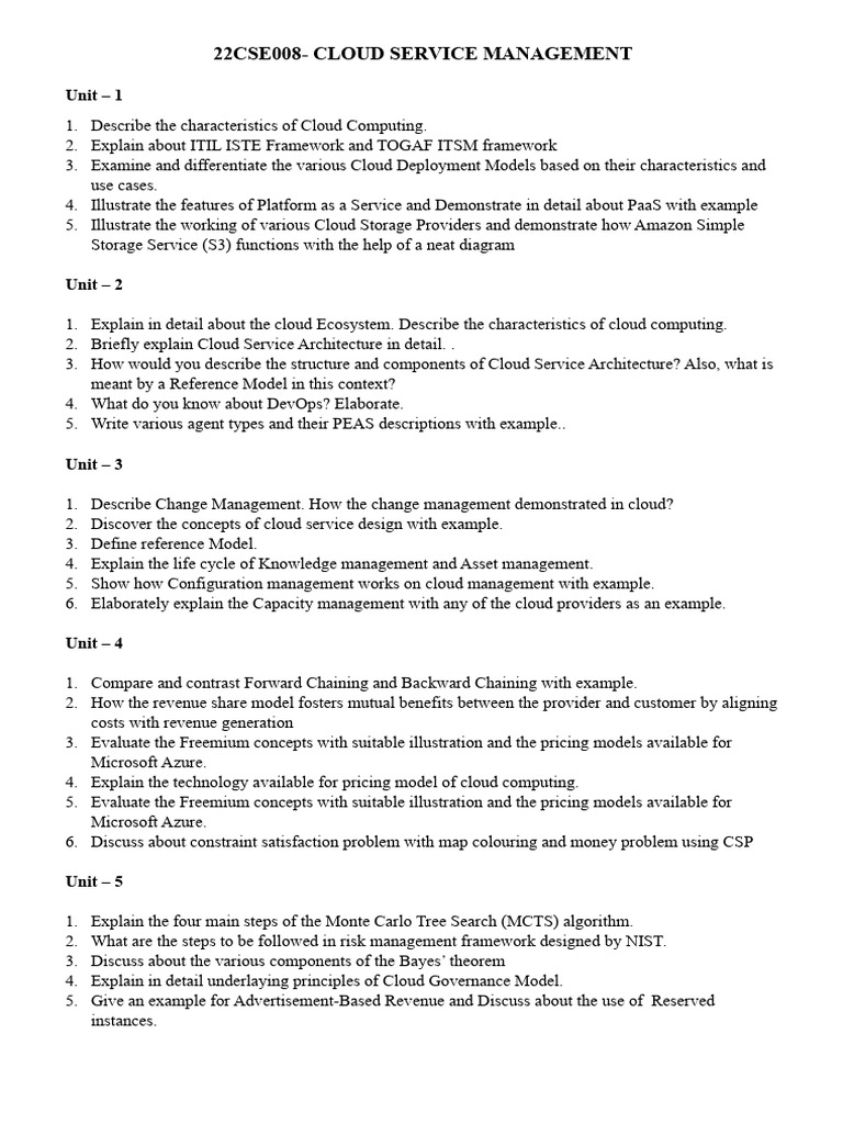 Cloud Service Management Overview | PDF