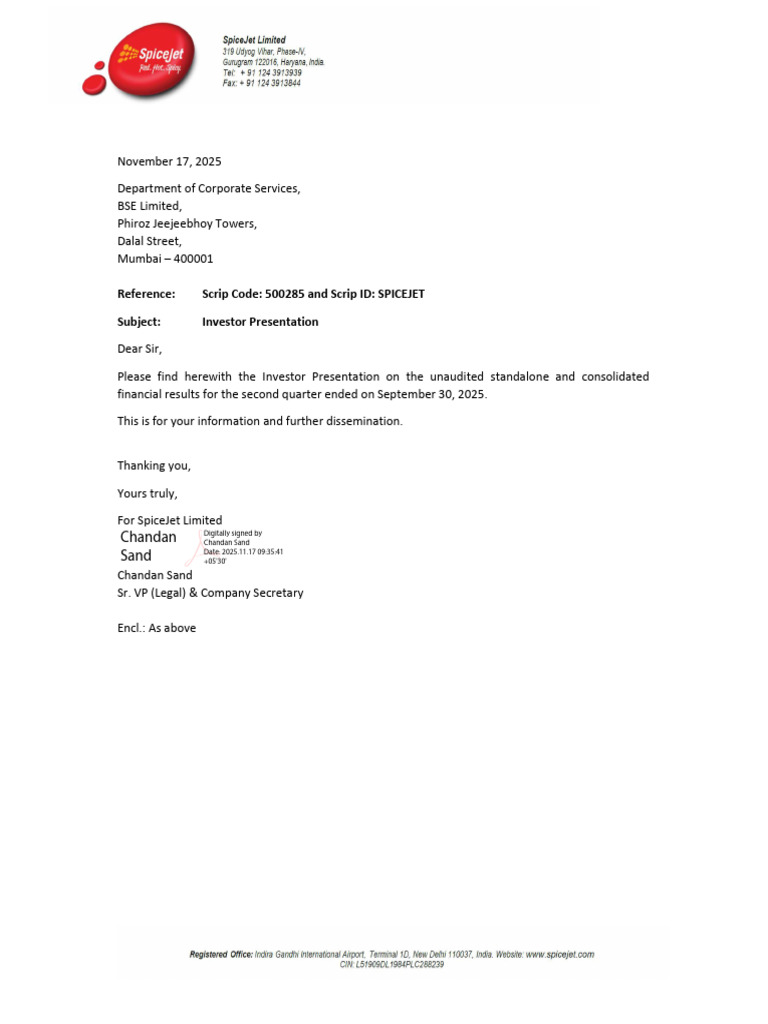 SpiceJet Q2 FY26 Investor Presentation | PDF | Aviation