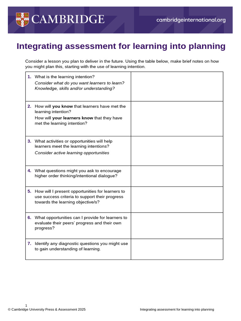 11 ALAP Integrating Assessment For Learning Into Planning Session+3 | PDF