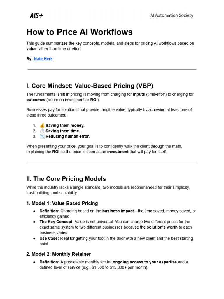 How to Price AI Workflows | PDF | Return On Investment | Pricing