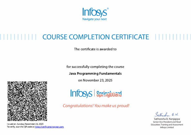 Java Programming Fundamentals Certificate | PDF