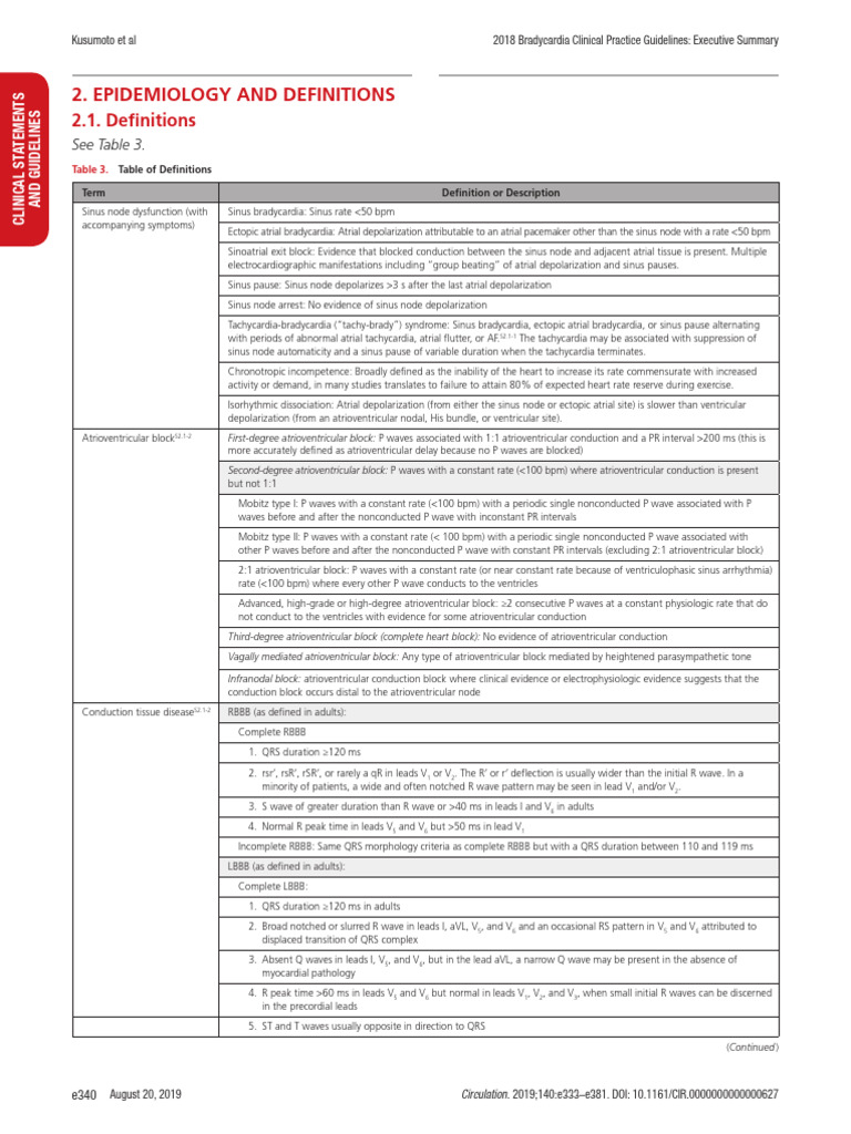 2018 Bradycardia Guidelines Summary | PDF | Diseases And Disorders ...