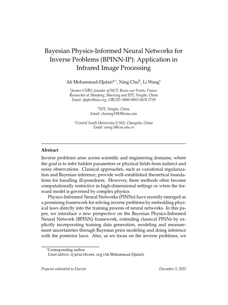 Bayesian PINNs for Infrared Imaging | PDF | Bayesian Inference ...
