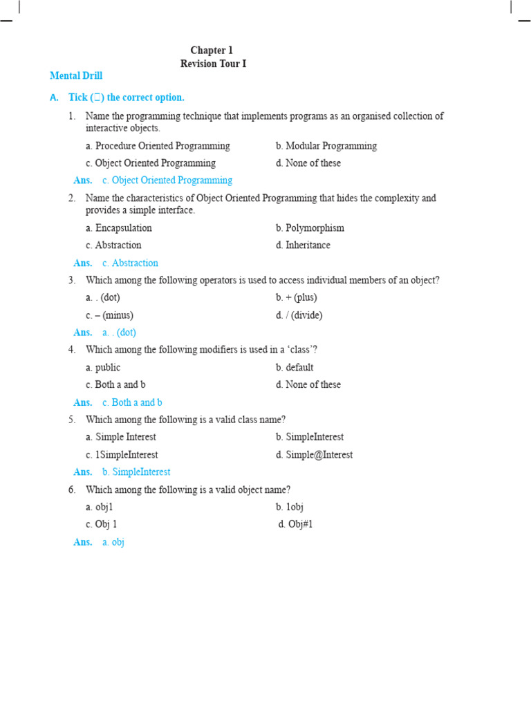 Object Oriented Programming Concepts | PDF | Class (Computer ...