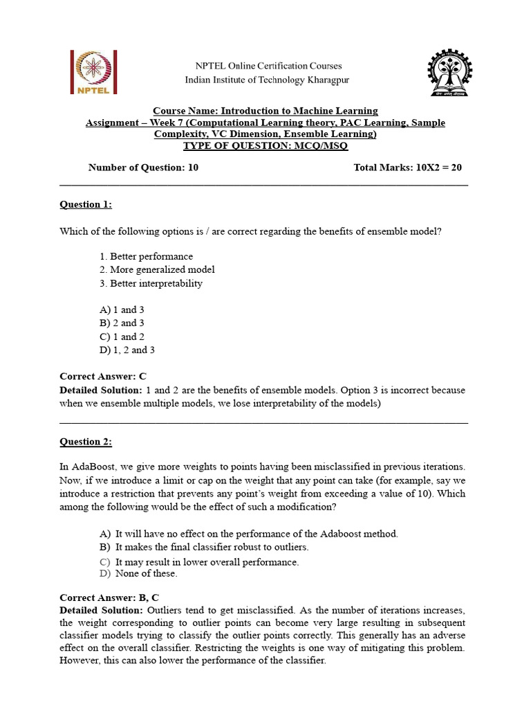 Machine Learning Assignment: Ensemble Learning | PDF | Machine Learning ...