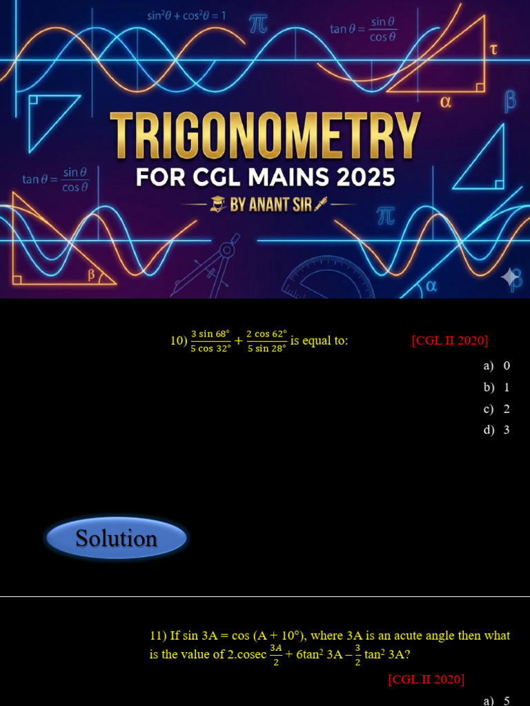 CGL Math Solutions for Trigonometry Problems | PDF | Euclid | Combinatorics