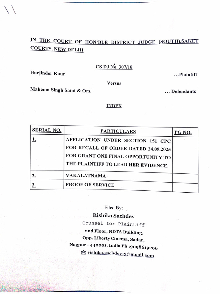 Recalling of Order 24092025 | PDF | Affidavit | Common Law