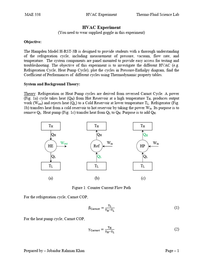 HVAC Experiment: Refrigeration Cycle Analysis | PDF | Enthalpy | Heat