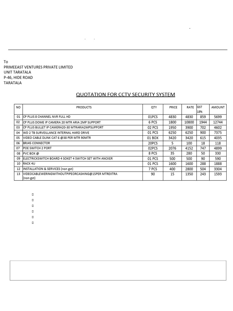 CCTV Security System Quotation | PDF | Personal Computers | Classes Of ...