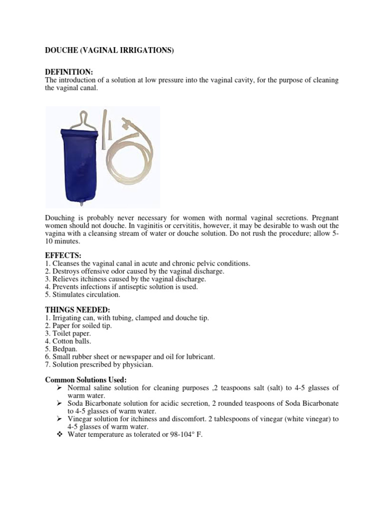 Douche (Vaginal Irrigation) | PDF | Vagina