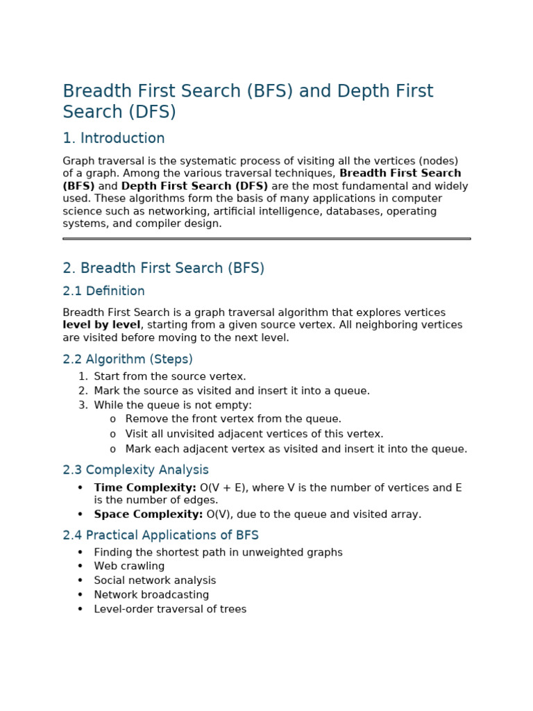 BFS vs DFS: Graph Traversal Explained | PDF | Combinatorics | Applied ...