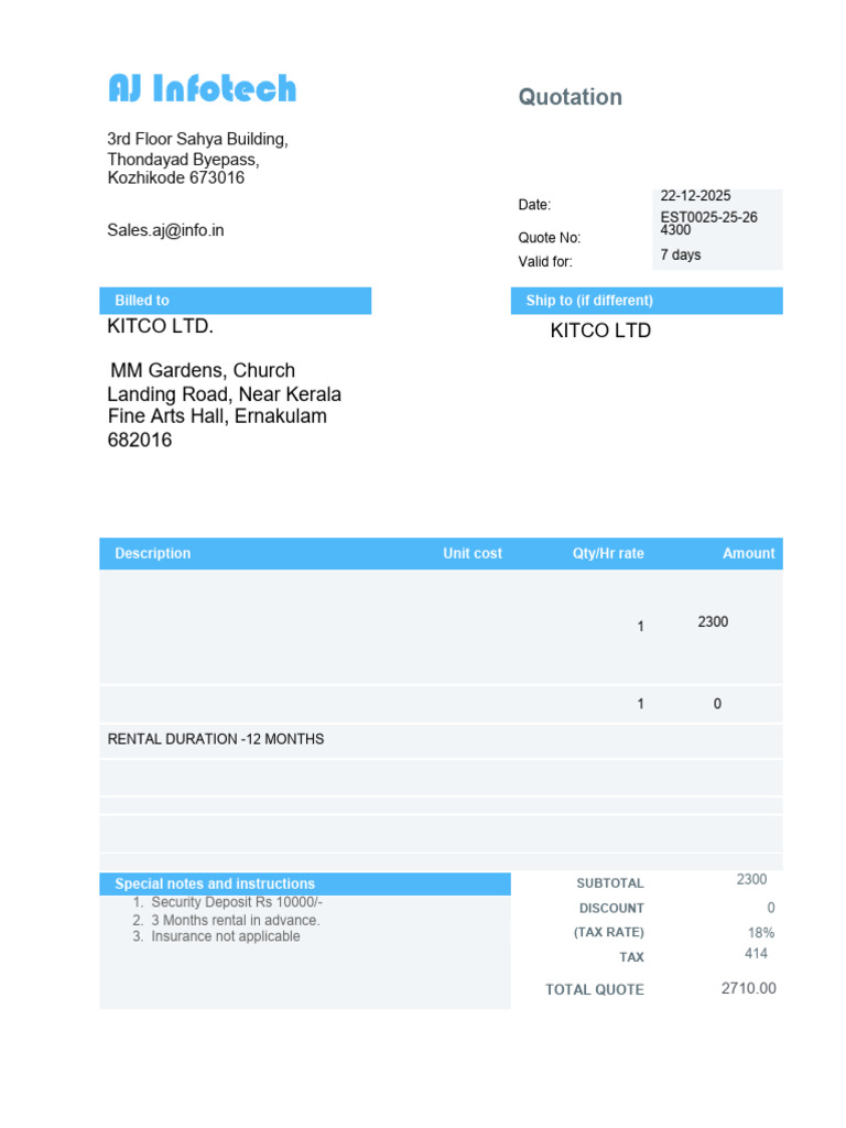 Quotation for Laptop Rental Services | PDF
